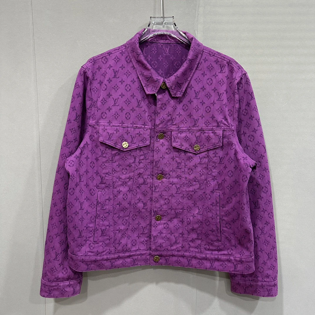 全新/LV 紫色满印老花牛仔外套 56码 D12590