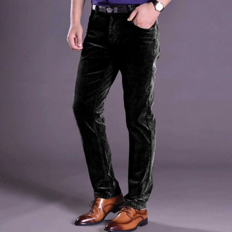 男士条绒厚弹力休闲裤保暖灯芯绒男裤修身小脚裤长男秋冬裤子潮流