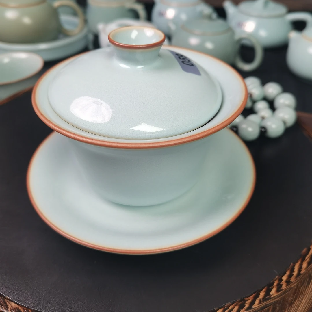 微多力•瓷空间     天青色马蹄盖碗无礼盒