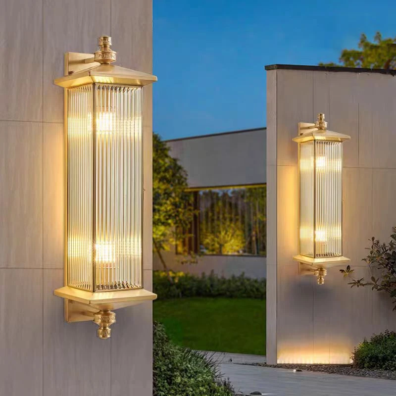 欧式全铜太阳能防水壁灯户外别墅外墙庭院花园围墙大门两侧柱子灯