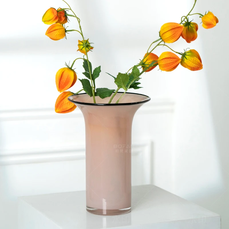 bofan/柏梵简约现代圆口花瓶摆件客厅餐桌水培复古插花花瓶装饰品