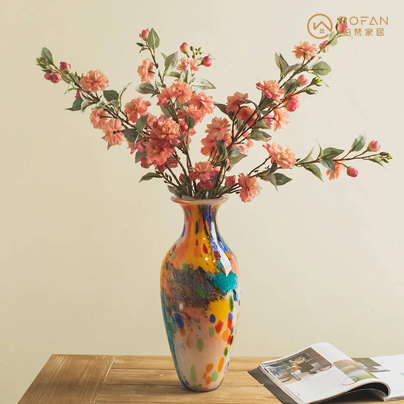 bofan/柏梵【蒙特】多彩琉璃艺术赏瓶简约轻奢花瓶玄关餐桌水培花瓶