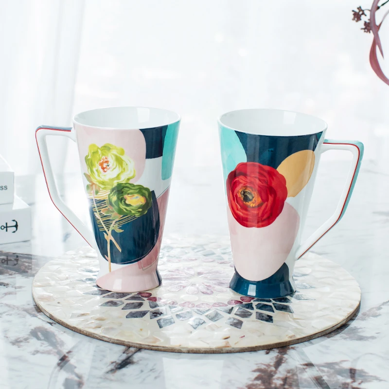 bofan/柏梵【摩登时代】轻奢马克杯500ml耐高温陶瓷咖啡茶杯对杯