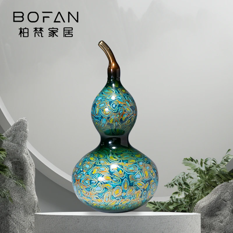 bofan/柏梵铜摆件纳福葫芦铜大漆工艺品家居客厅桌面玄关装饰礼品