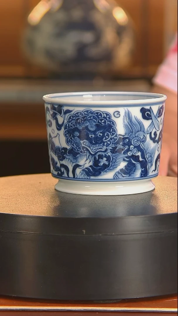 【闪购商品】杯青花狮子直口杯111111