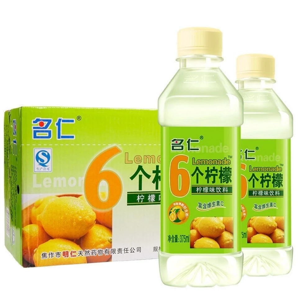 名仁苏打水6个柠檬果味饮料375ml*12/24瓶健康饮用苏打水水蜜桃味