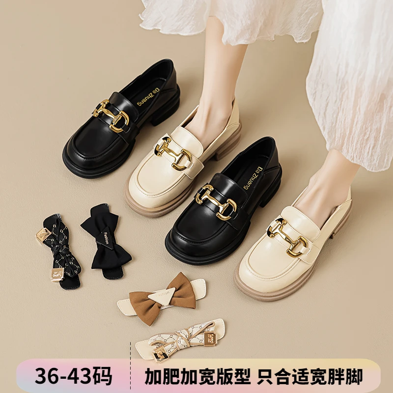 【大壮加肥加宽】复古风三穿乐福鞋圆头一脚蹬鞋子女生