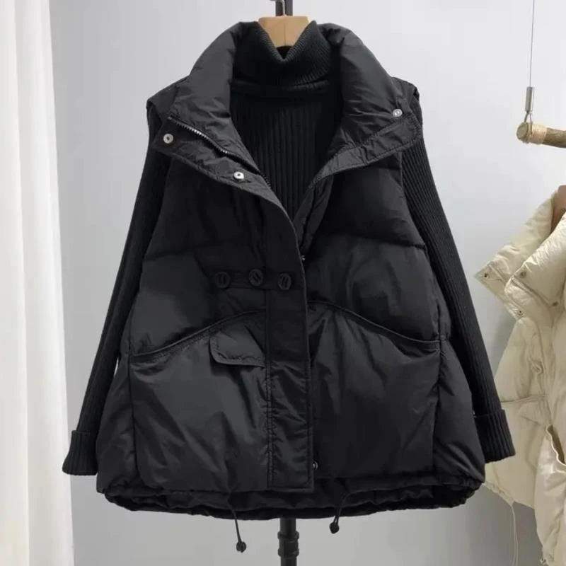 2025秋冬季新款女士洋气减龄立领棉服马甲宽松休闲无袖坎肩马夹