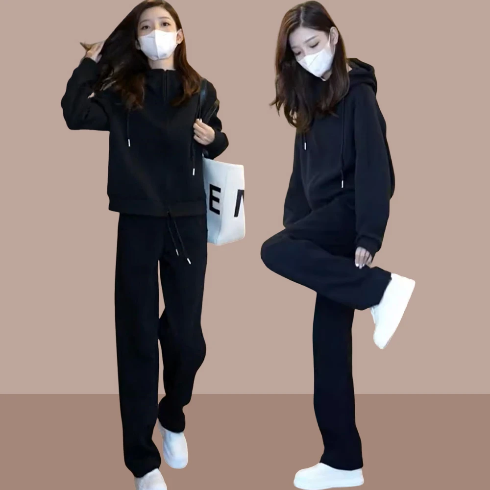 秋季套装女2025新款连帽卫衣长袖外套小个子宽松运动休闲两件套女