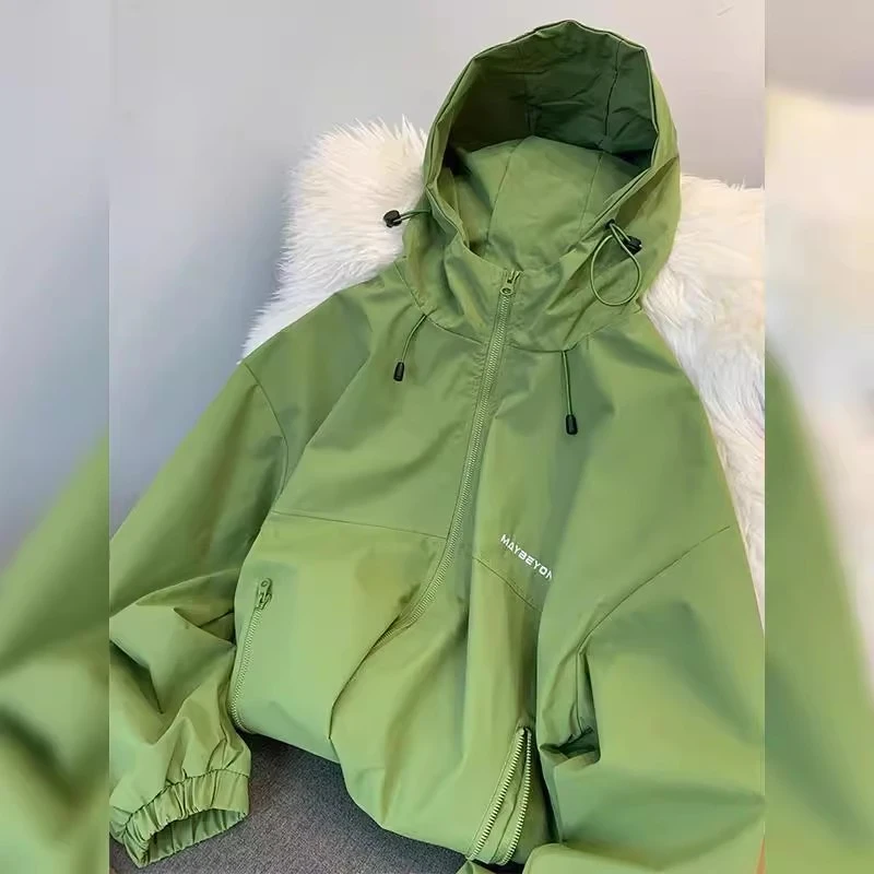 高级感超好看外套女款春秋流行美式工装上衣休闲显瘦连帽冲锋衣潮