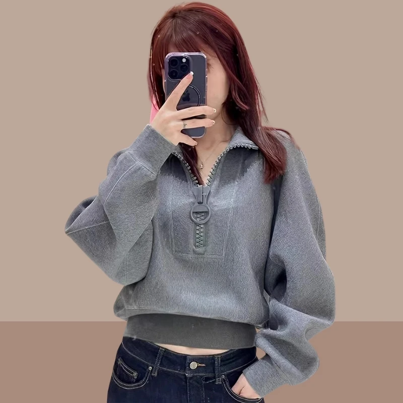 今年流行卫衣女士装春秋2025新款小个子长袖欧货洋气时尚短上衣服