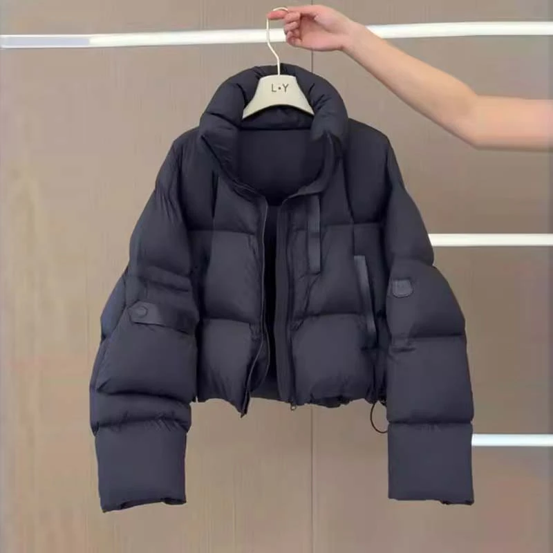 高级感超好看棉服女冬季2025新款黑色短款宽松加厚保暖面包服外套