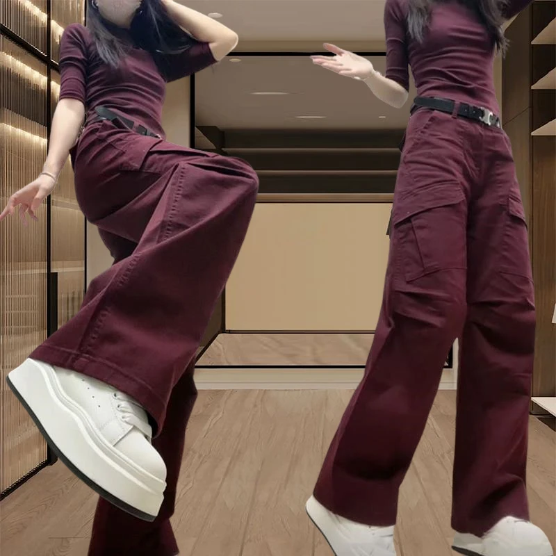 今年流行牛仔裤子女春秋款时尚洋气休闲爆款弯刀裤高腰工装直筒裤