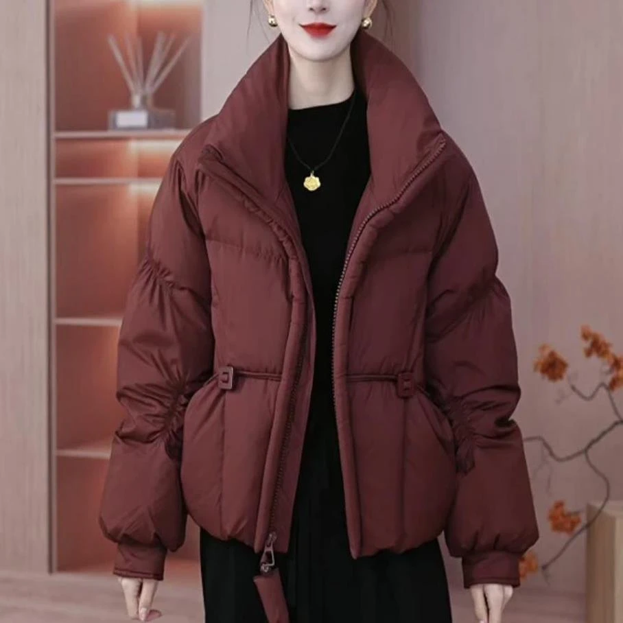2024冬季新款女士时尚高级感宽松洋气保暖棉服加厚立领面包服外套