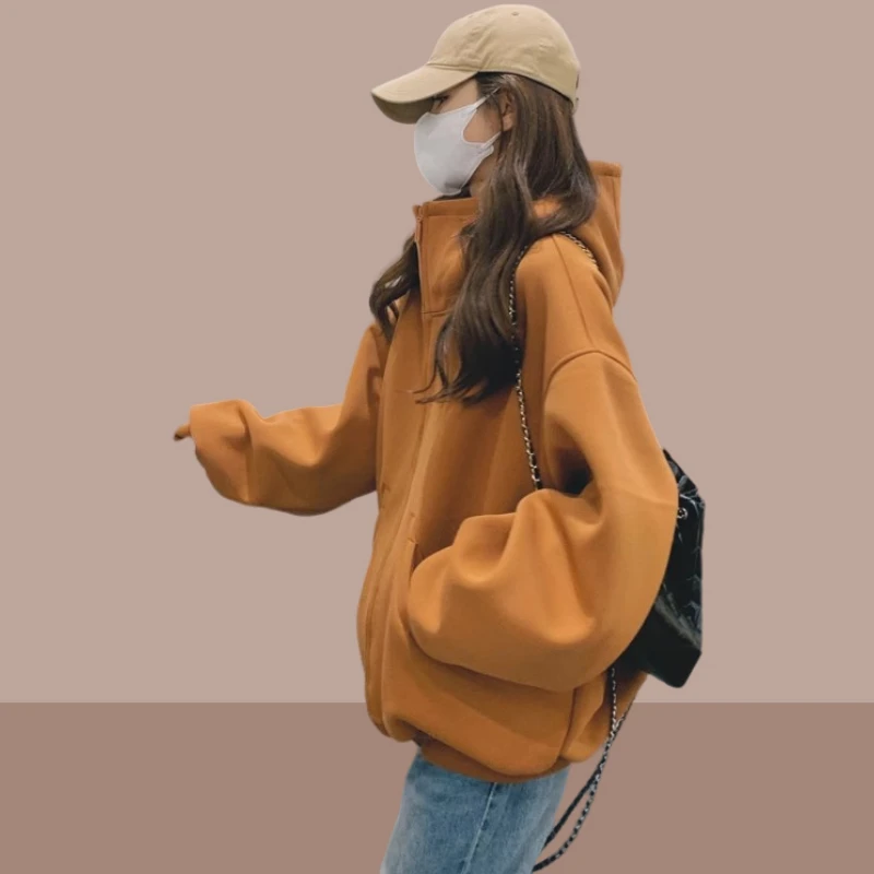 秋季流行风格女2025新款宽松休闲慵懒风中长款连帽卫衣薄外套上衣