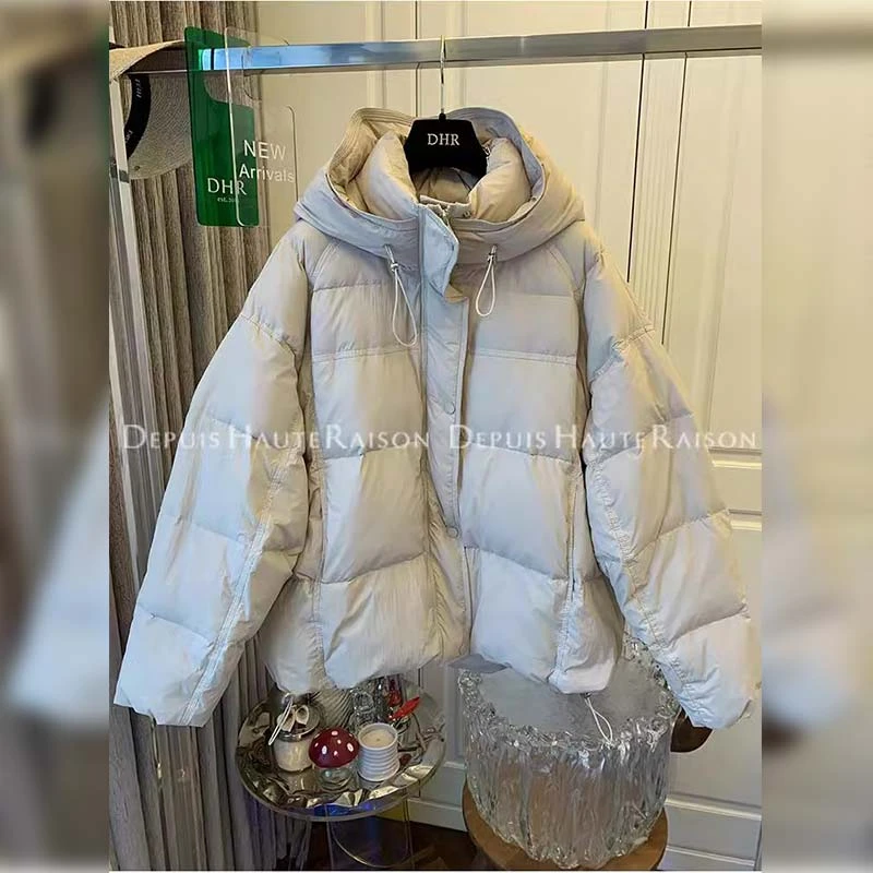 2025冬季新款女士高级感气质保暖上衣连帽加厚棉服宽松面包服外套