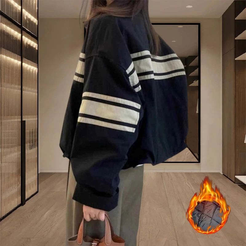 今年流行的外套女2025秋冬新款小个子短款夹棉加厚棒球服外搭夹克