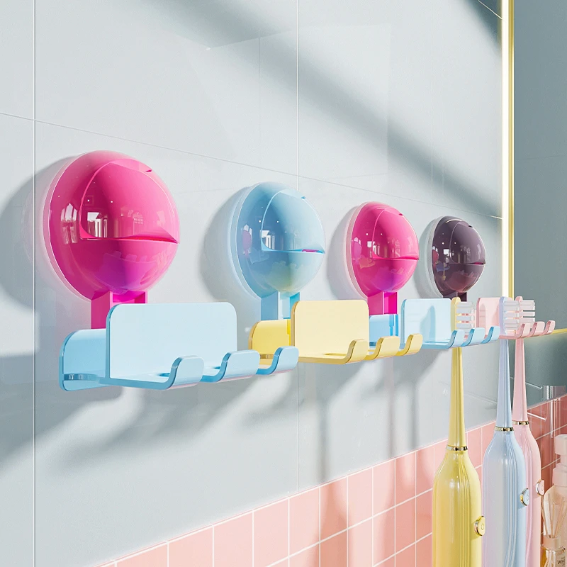 插头固定器三头吸盘挂钩牙刷收纳架子收纳挂插头置物架免打孔墙上