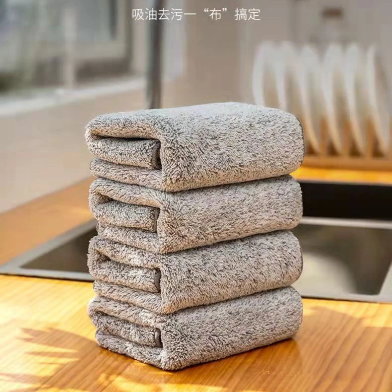 加厚竹炭纤维抹布竹炭洗碗布多功能吸水去油洗碗巾满天星抹布