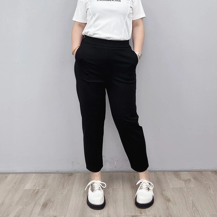 西装裤女秋季垂感显瘦宽松大码胖mm哈伦裤九分小个子直筒烟管裤女