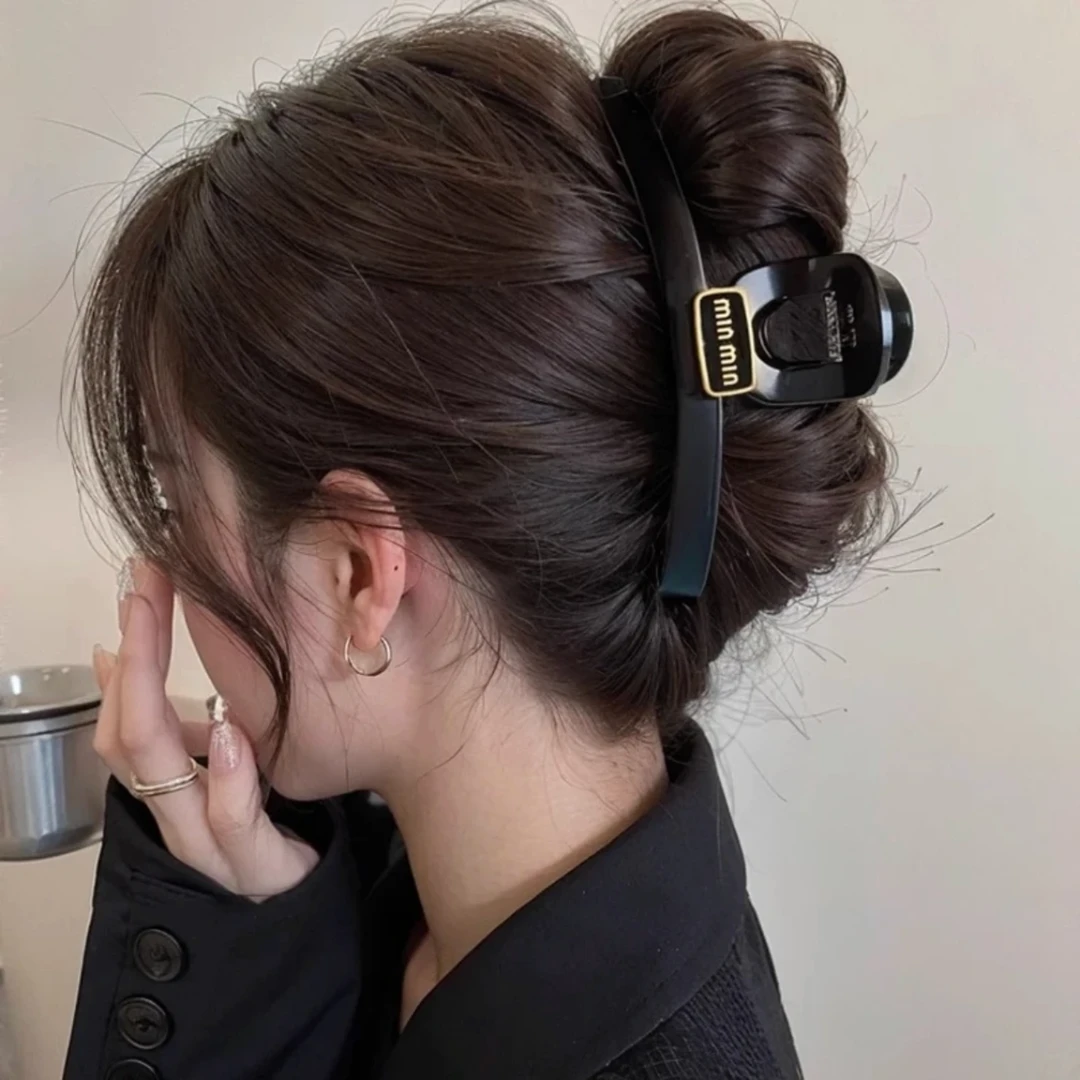 2025新款复古黑色百搭磨砂抓夹高级后脑勺发夹气质鲨鱼夹发饰头饰