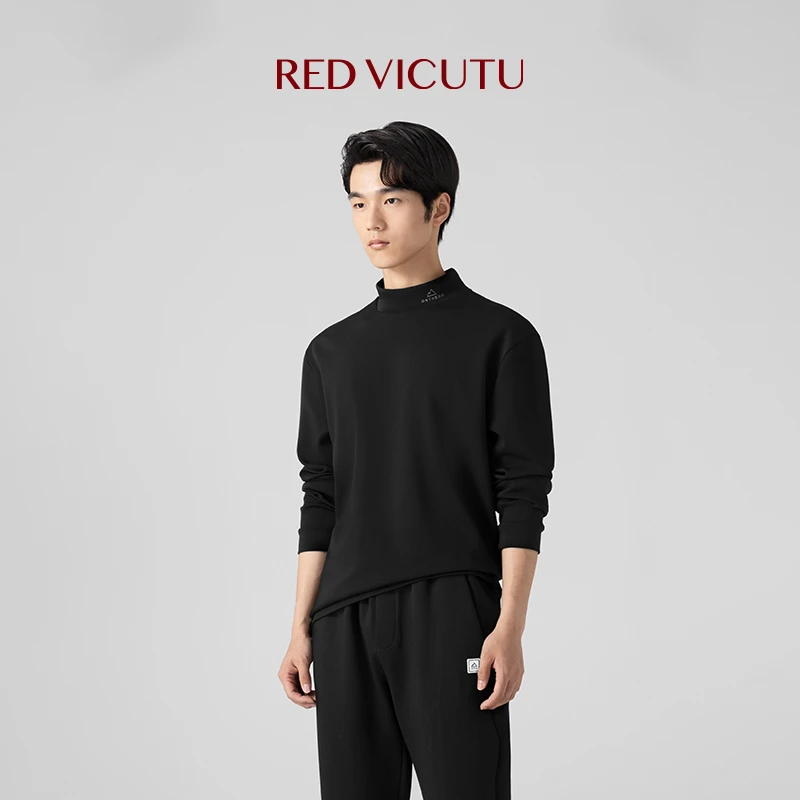 威可多24年秋季男士温暖舒适时尚半高领商务休闲百搭上衣长袖T恤