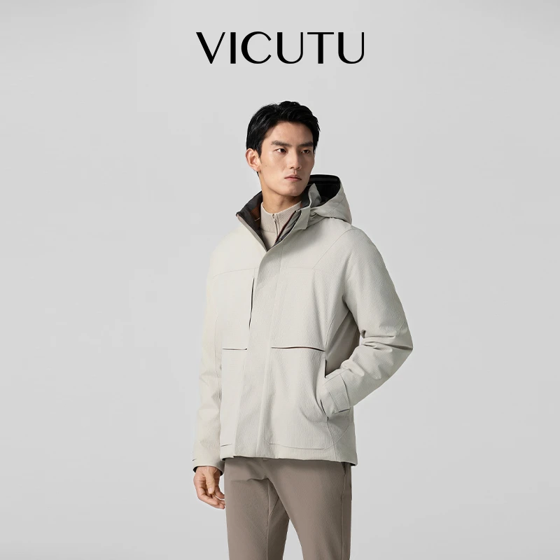 威可多冬季男士舒暖御寒时尚连帽商务休闲百搭户外羽绒服简约保暖