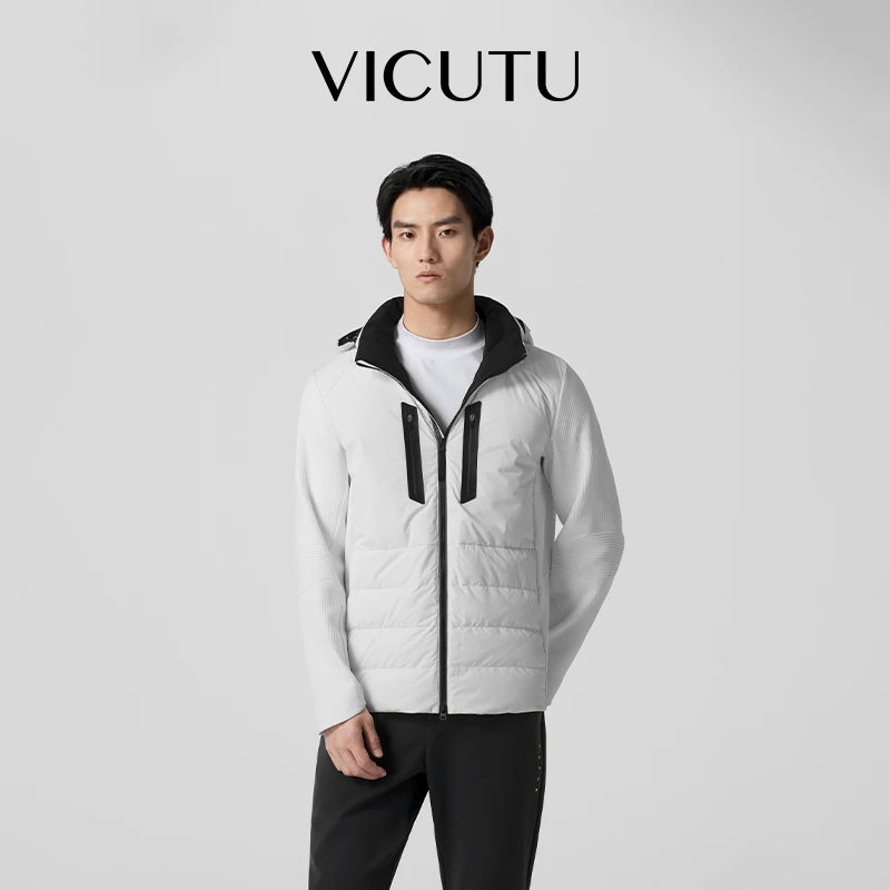 VICUTU威可多羽绒服男24新款时尚连帽商务通勤休闲短款鸭绒外套