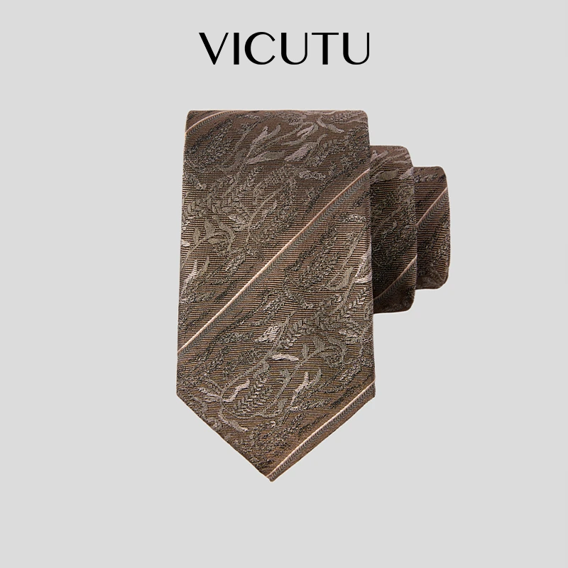 威可多24年秋季新款桑蚕丝商务正装百搭时尚经典棕色男士领带