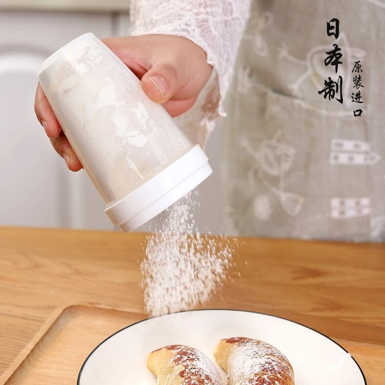 日本进口厨房撒面粉筛调料罐创意带孔撒粉罐烘培收纳盒小麦粉网筛