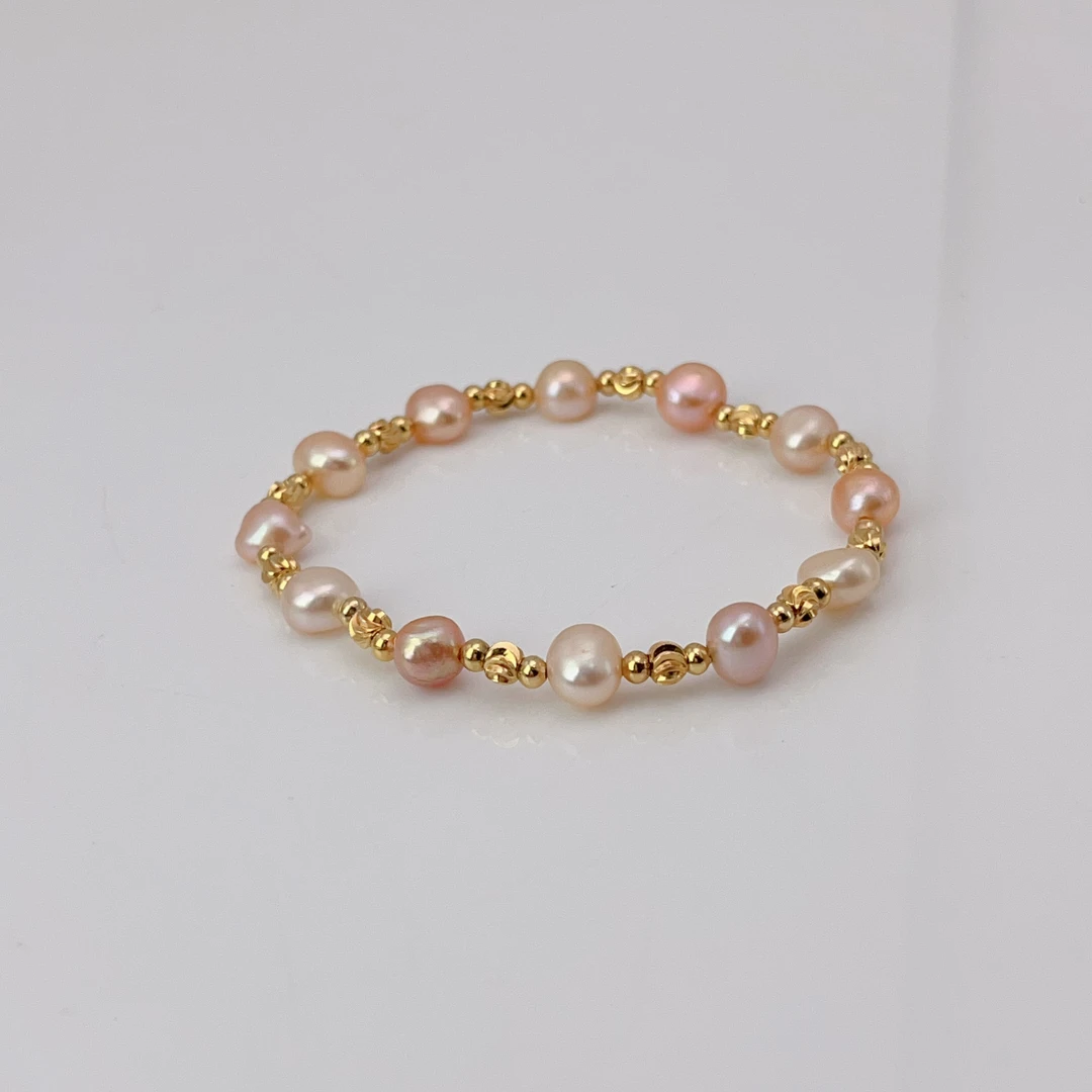 【彩霞z】约6-8mm淡水无核珍珠手链异形珠）百搭珍珠手串DSL00668