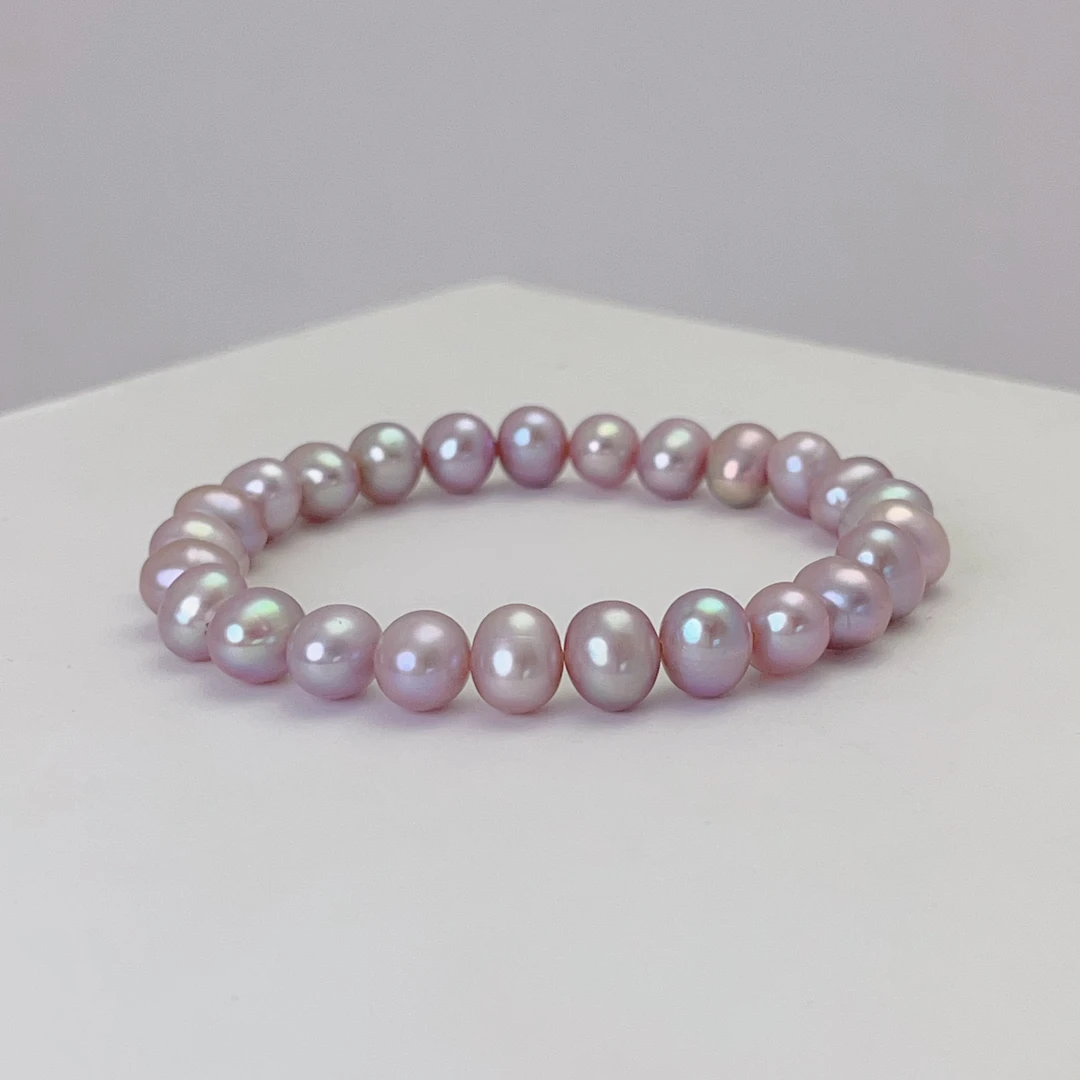 【极光紫】6.5-7.5mm天然淡水珍珠手链大点位轻奢珍珠手串DSL00686