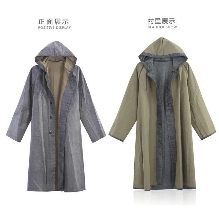 老式双面带袖雨衣男女士连体长款工地加厚户外防水雨披
