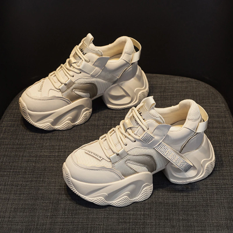 2/24老爹鞋2024 春季新款厚底内增高8cm同款休闲百搭时尚风系带女