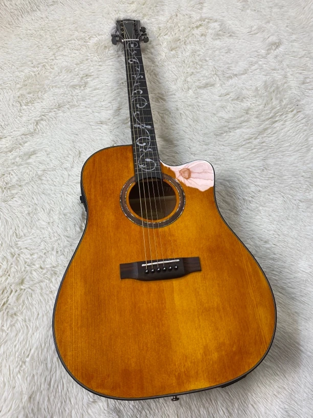 实木单板电箱吉他电木两用民谣吉他41寸标准乐器