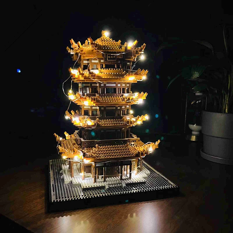 【微钻颗粒】黄鹤楼国风建筑巨大型高难度男孩子拼装玩具