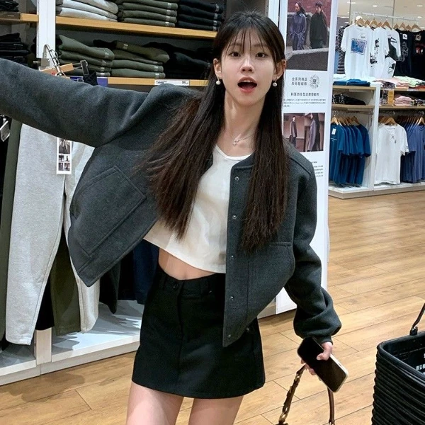 纯欲2024秋季韩系小香风气质短款外套女高级感修身显瘦夹克上衣潮