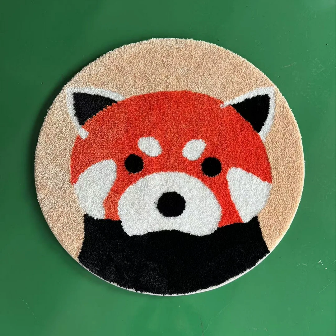 可爱小熊猫植绒地垫【直径一米大圆】摇椅，吊篮垫