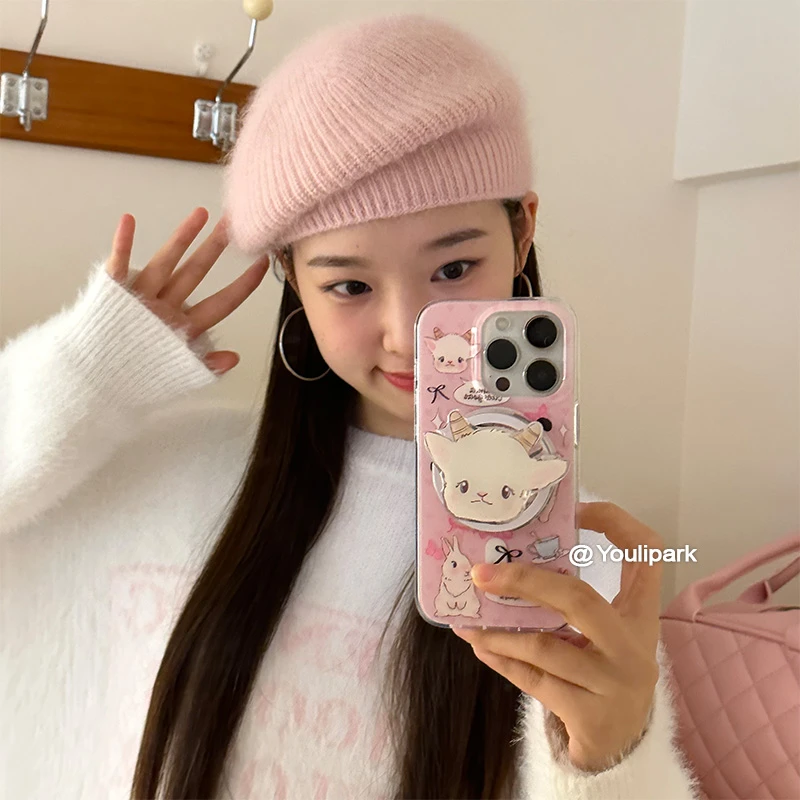 ins少女软萌磁吸小羊支架适用11苹果15ProMax壳iPhone13手机壳
