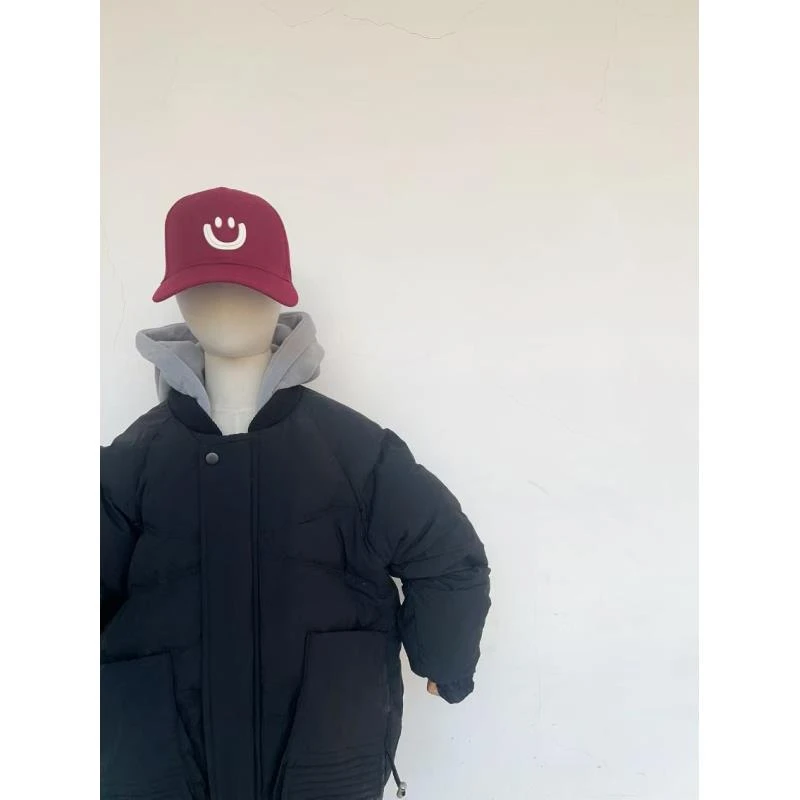 3289儿童时尚纯色休闲白鸭绒羽绒加厚棒球连帽面包服（120-170）