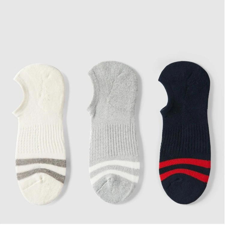 （三双装）HLA海澜之家23新品撞色透气条纹字母男士袜子HZACJ3D063A