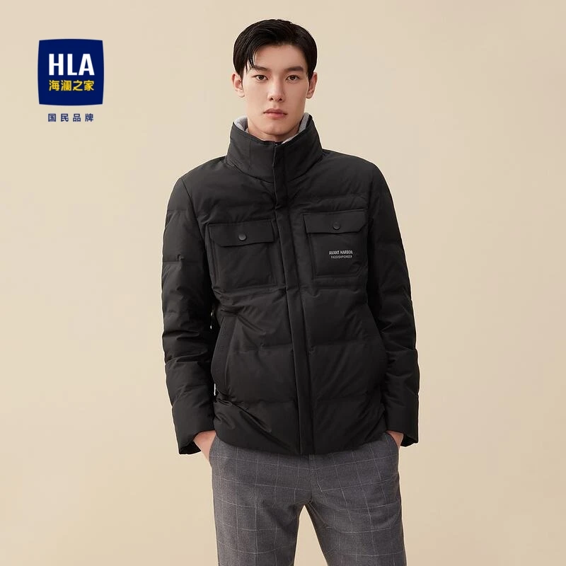 HLA/海澜之家抽绳连帽保暖时尚休闲加厚外套羽绒服户外舒适冬季