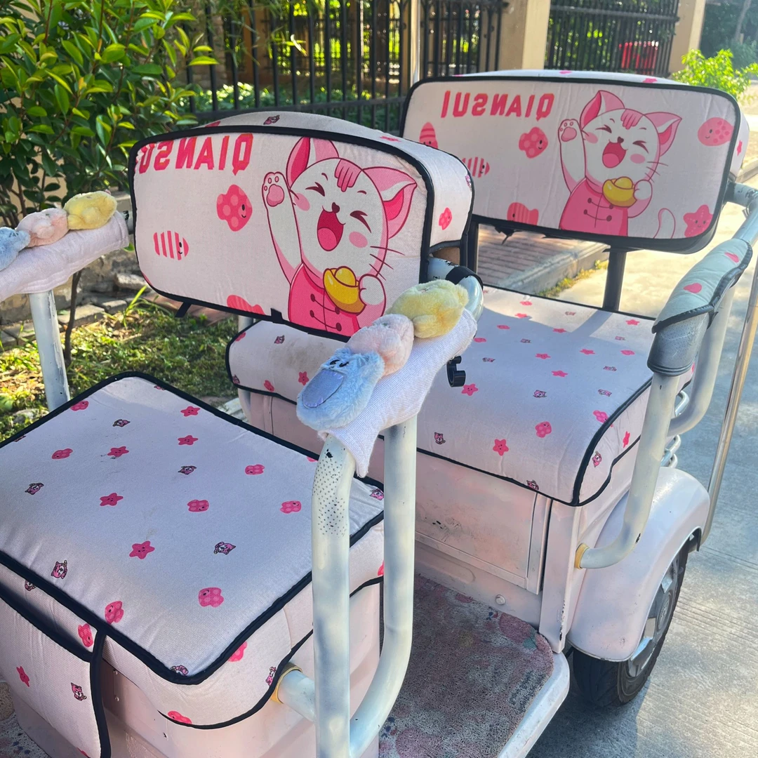 【米乐麻麻专属】电三轮车坐垫卡通印花防晒座套通用爱玛雅迪座垫套