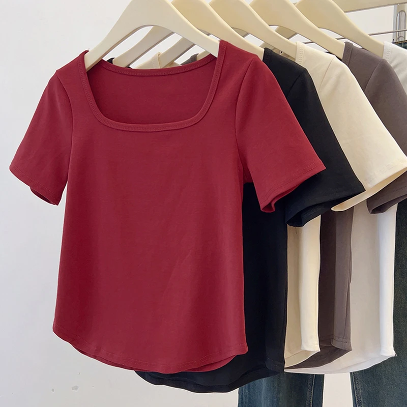 A大码微胖正肩女装女夏季新款宽松显瘦上衣百搭衣服短袖洋气T恤