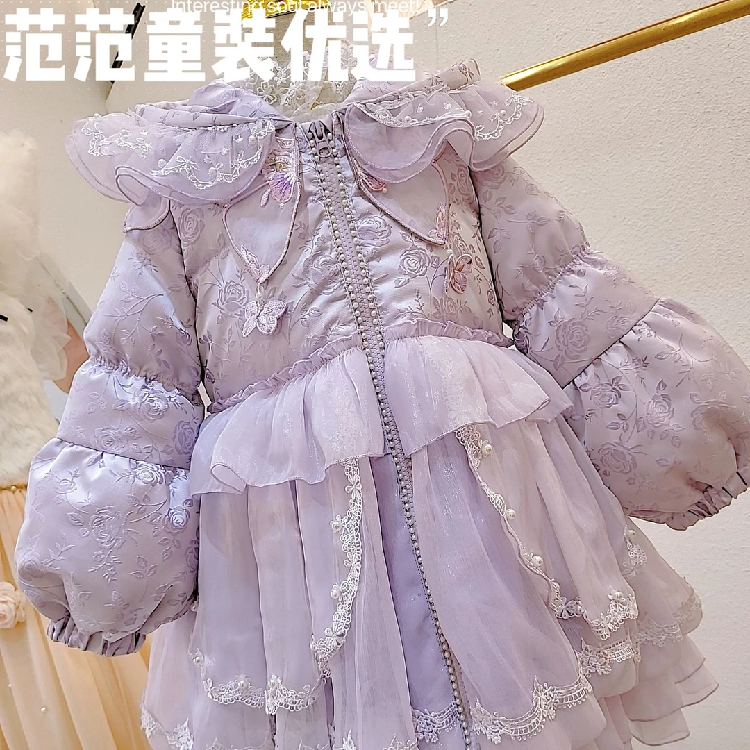 【范范童装优选】女童【洛丽塔彩蝶云肩】中长款羽绒服2351009