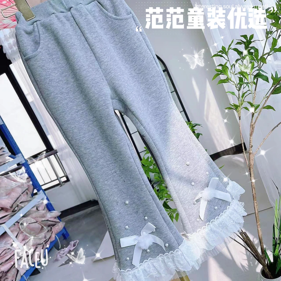 【范范童装优选】女童高腰【灰色脚口蝴蝶结】裤子18950