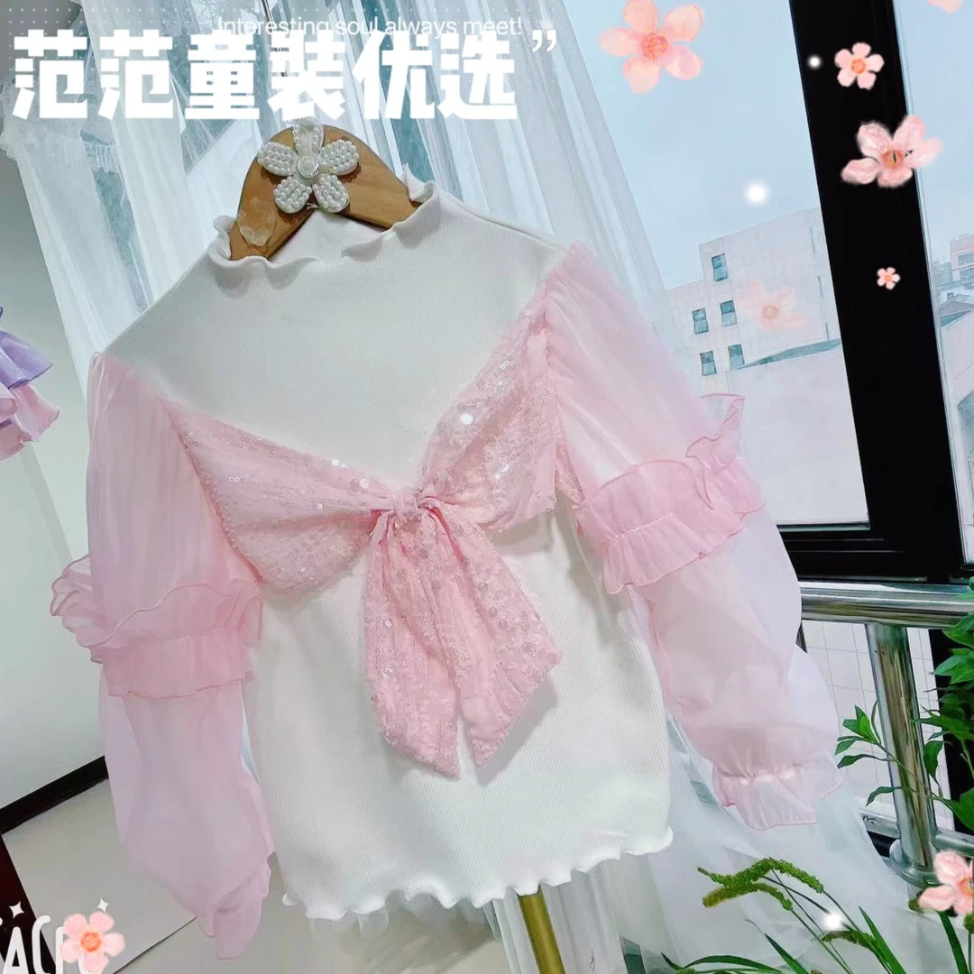 【范范童装优选】秋冬女童宝宝长袖娃娃领洋气【甜心女孩】上衣18855