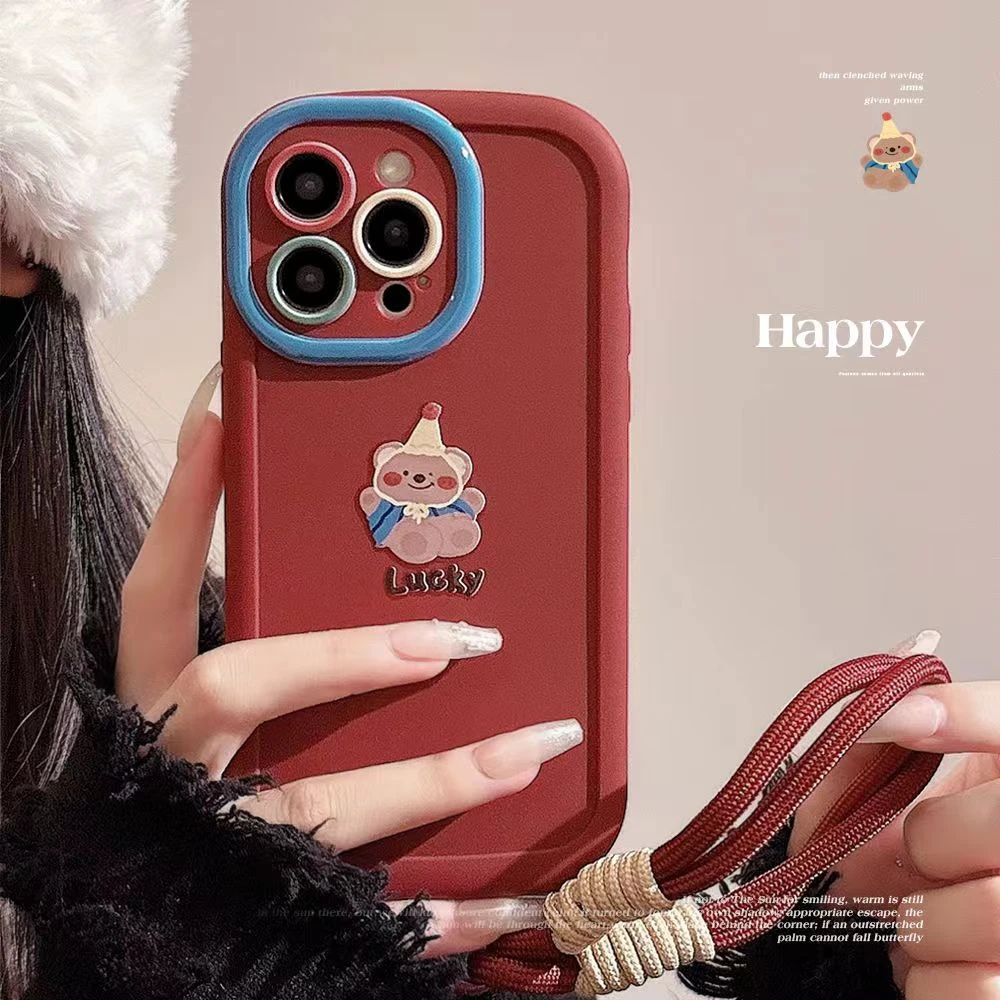 幸运小熊适用iphone15pro/14手机壳苹果13/12/11华为vivo小米oppo