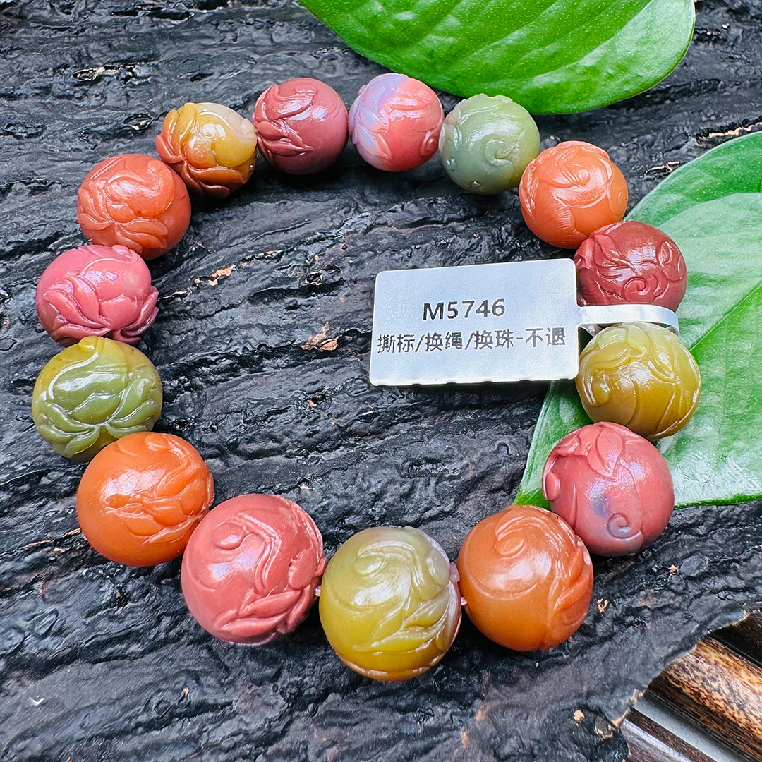 天然老矿盐源玛瑙巧雕无相佛手串手链