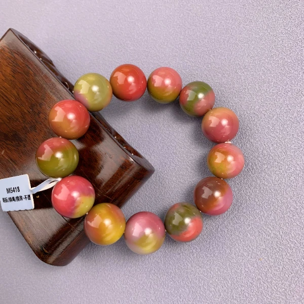 天然老矿盐源玛瑙收藏级大m数满肉鸳鸯五彩糖果色光珠手串